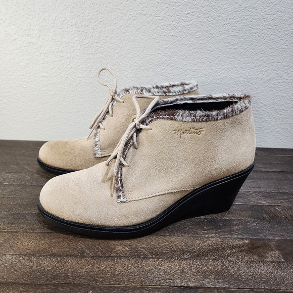 Martino Suede Ankle Bootie Wedges Made in Canada Size 9 - Picture 7 of 15